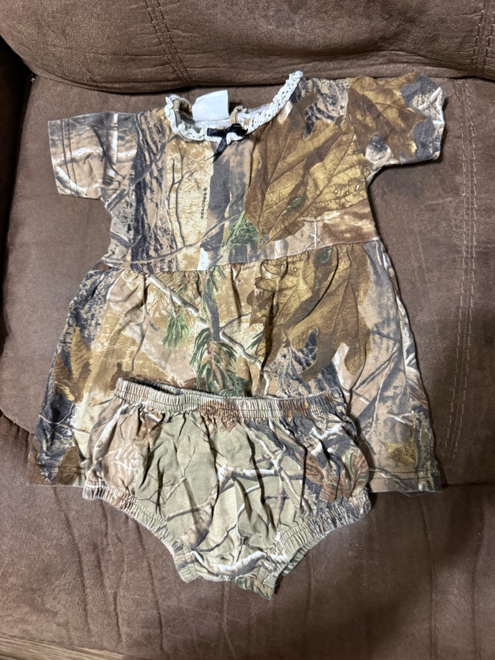Bass Brown Camo Infant Dress with Matching Bloomers